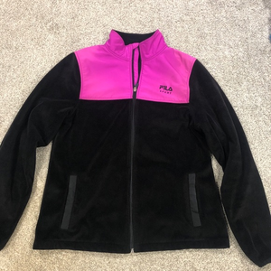 Fila Sport Women’s Full Zip Black‎ Purple Fleece Jacket Medium Pockets